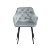 Scaun tip fotoliu living/dining, gri, tapiserie catifea, cadru metalic, fix, 62x58x82, Velvet Old